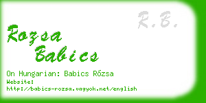 rozsa babics business card